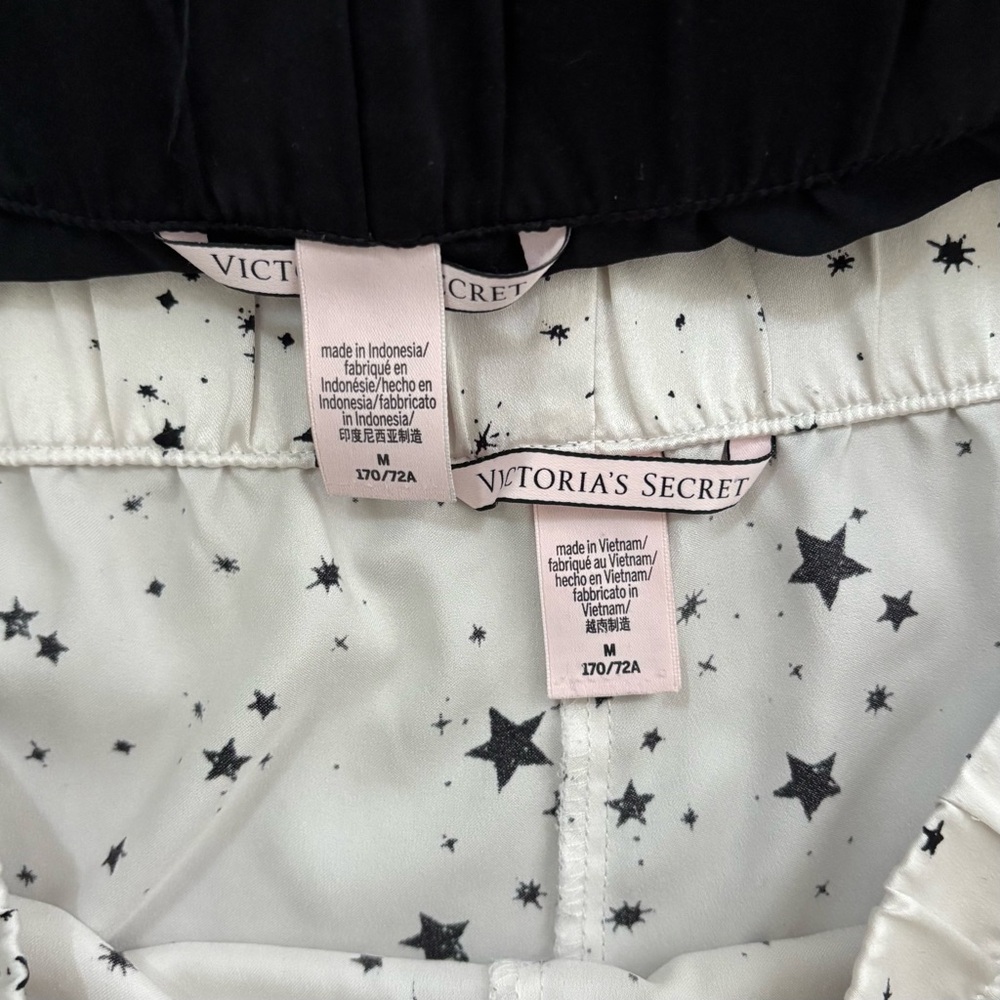 Victoria's Secret Satin Boxer Pajama Shorts Black & White Sz M - Picture 3 of 4